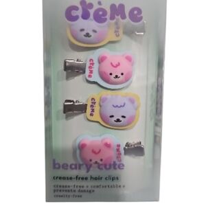 The Creme Shop Beary Cute Hair Clips - 4 Pink 4 Purple 2 Cards Total Of 8 New